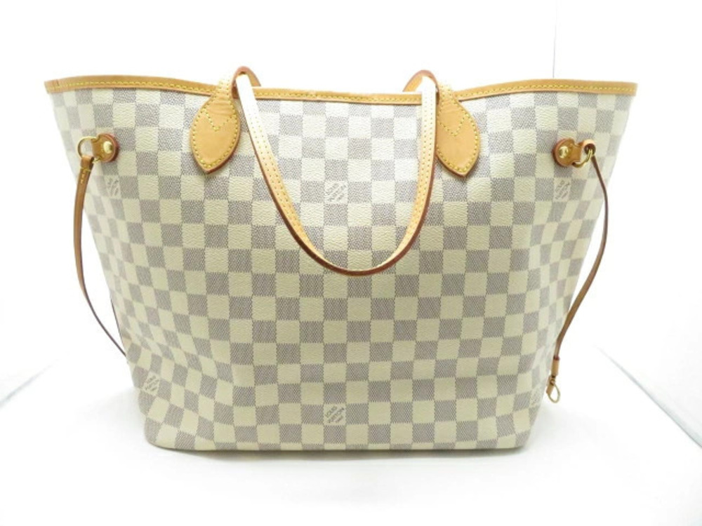 LOUIS VUITTON Neverfull Tote Bag Damier Azur White